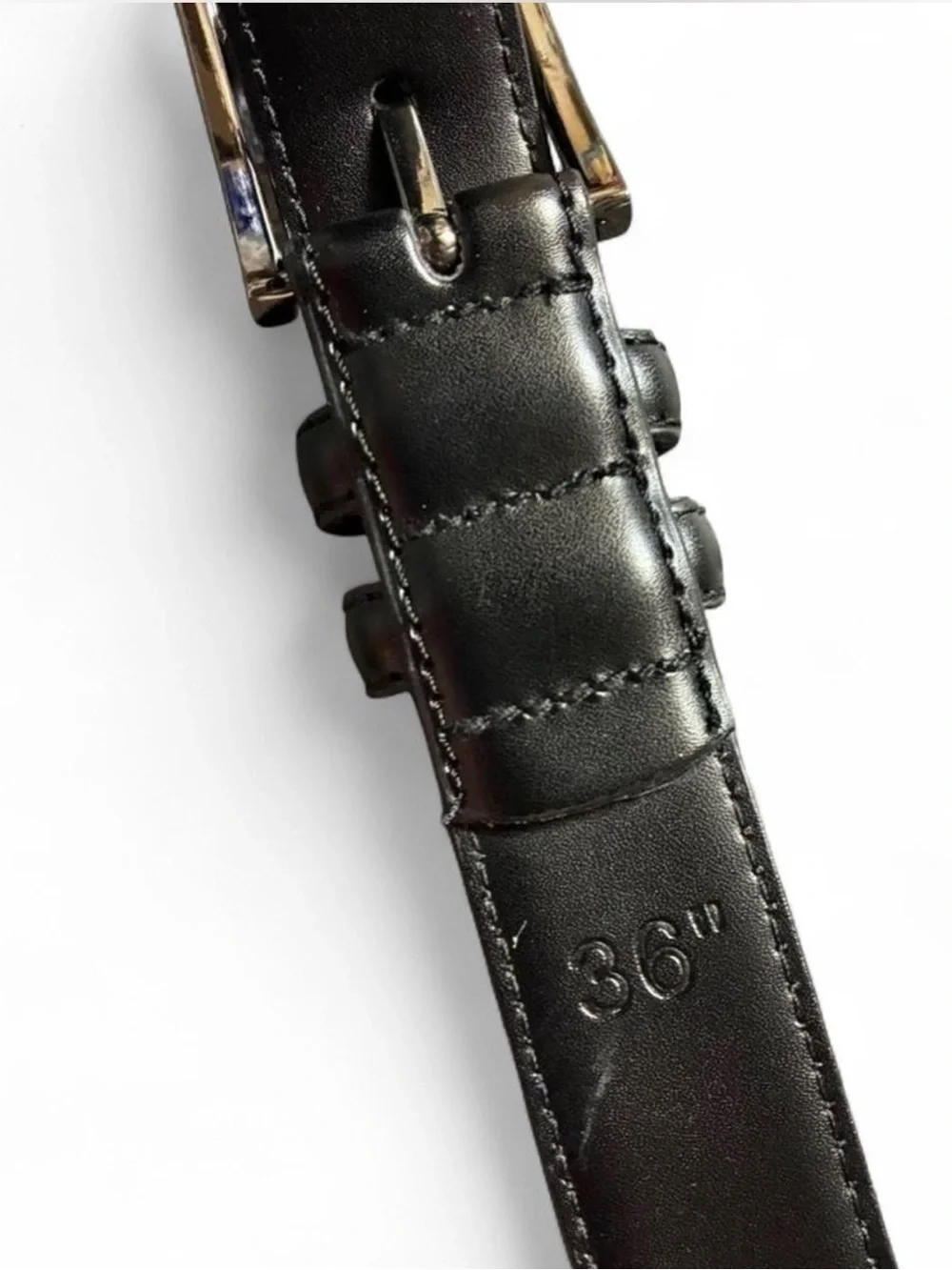 Mio Marino Collection Black leather belt silver buckle 36”